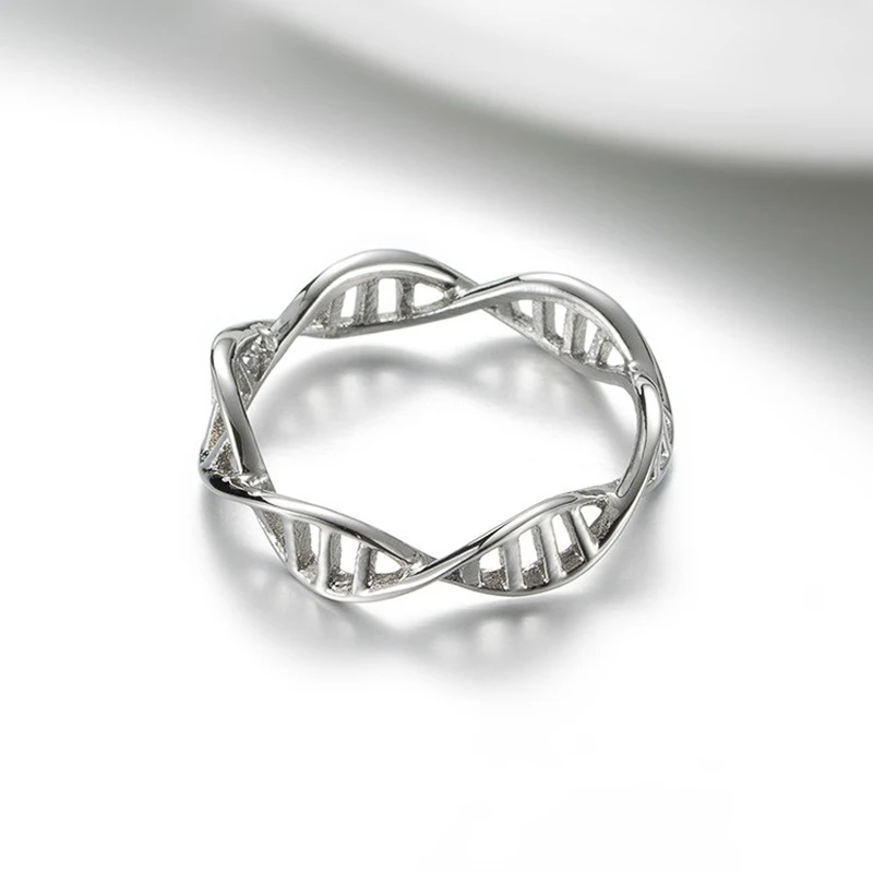 

Minimalist Woman Rings for Women Creative Finger Metal Style DNA Double Helix Design Bride Silver Color Women's Trend Ring 2022