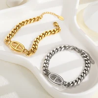 pig nose bracelet stainless steel bracelet for women goldsilver color metal coffee bean bracelet adjustable chain bracelets