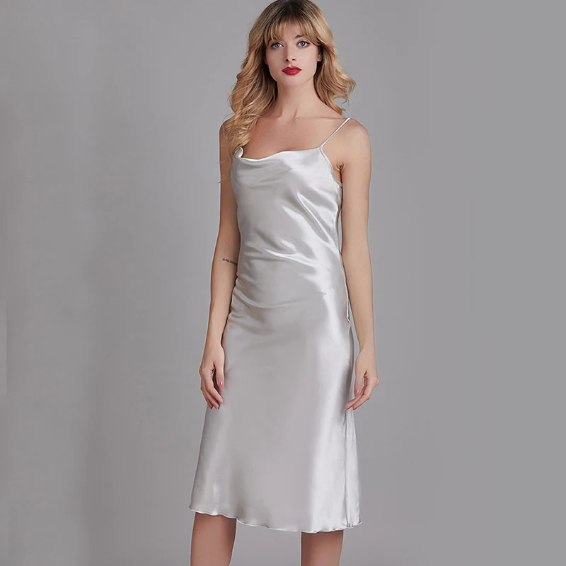 Women's Satin Nightgown Long Slip Sleep Dress Silk Nightdress Soft Nightshirt Spaghetti Straps Chemise Sleepwear Lounge Dresses