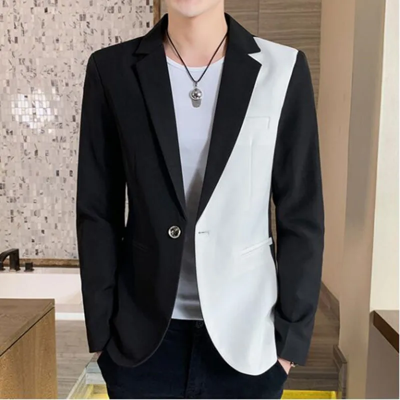 

Small Suit Jacket Men Leisure Korean Version Slim Handsome Gradient Color Barber Night Suit Men's Coat Trend Blazers S-3XL