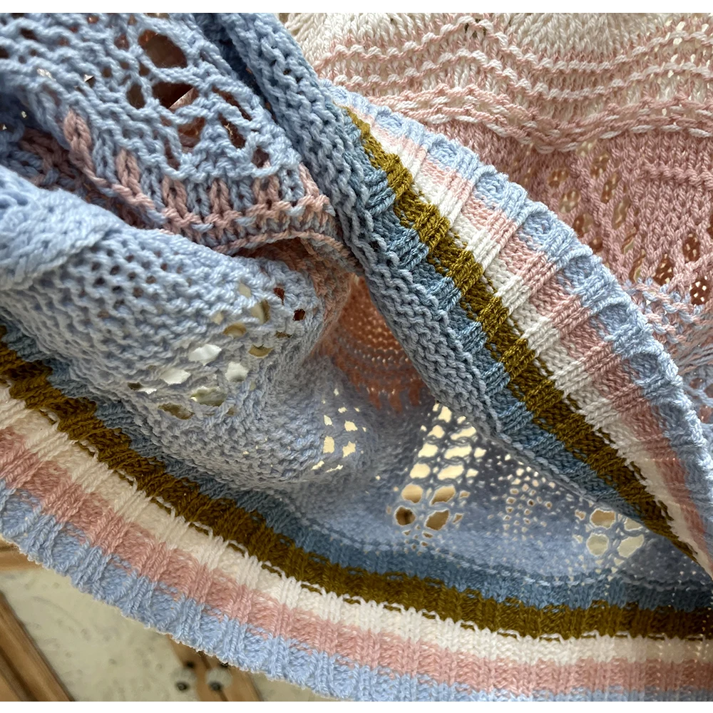 Топ женский вязаный пляжный в стиле бохо кроп-топ без рукавов крючком Корейском