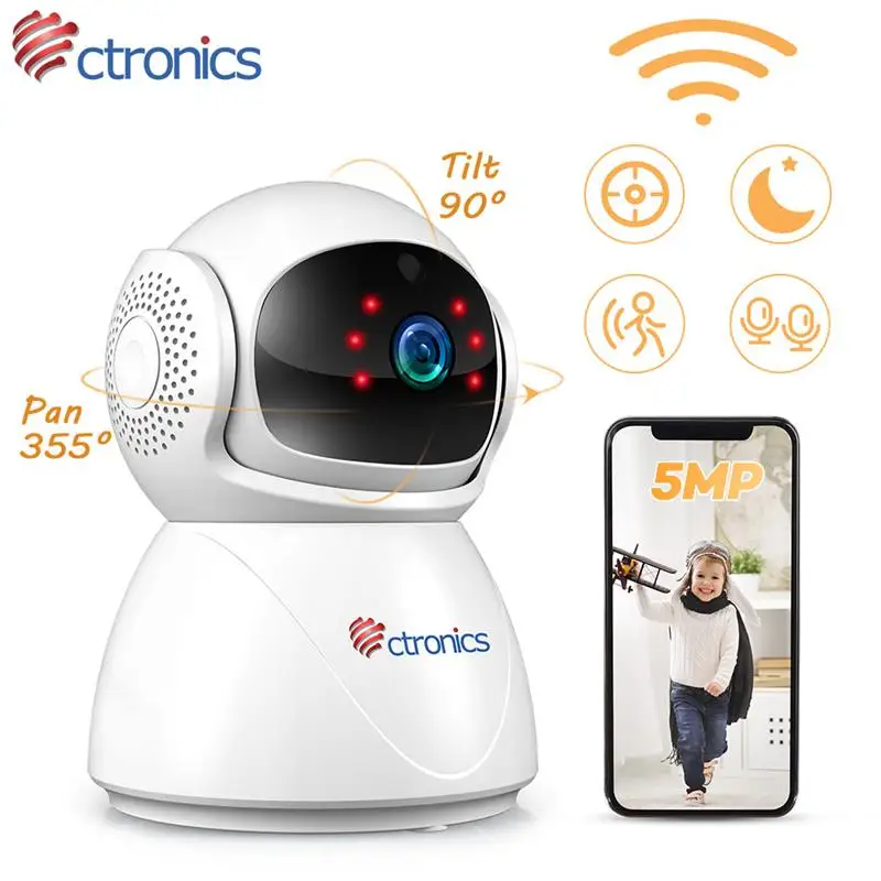 Ctronics Smart Home IP Camera 5MP WiFi Indoor Room Baby Monitor Mini Robot Security Camera Audio CCTV 360 Tracking Night Vision