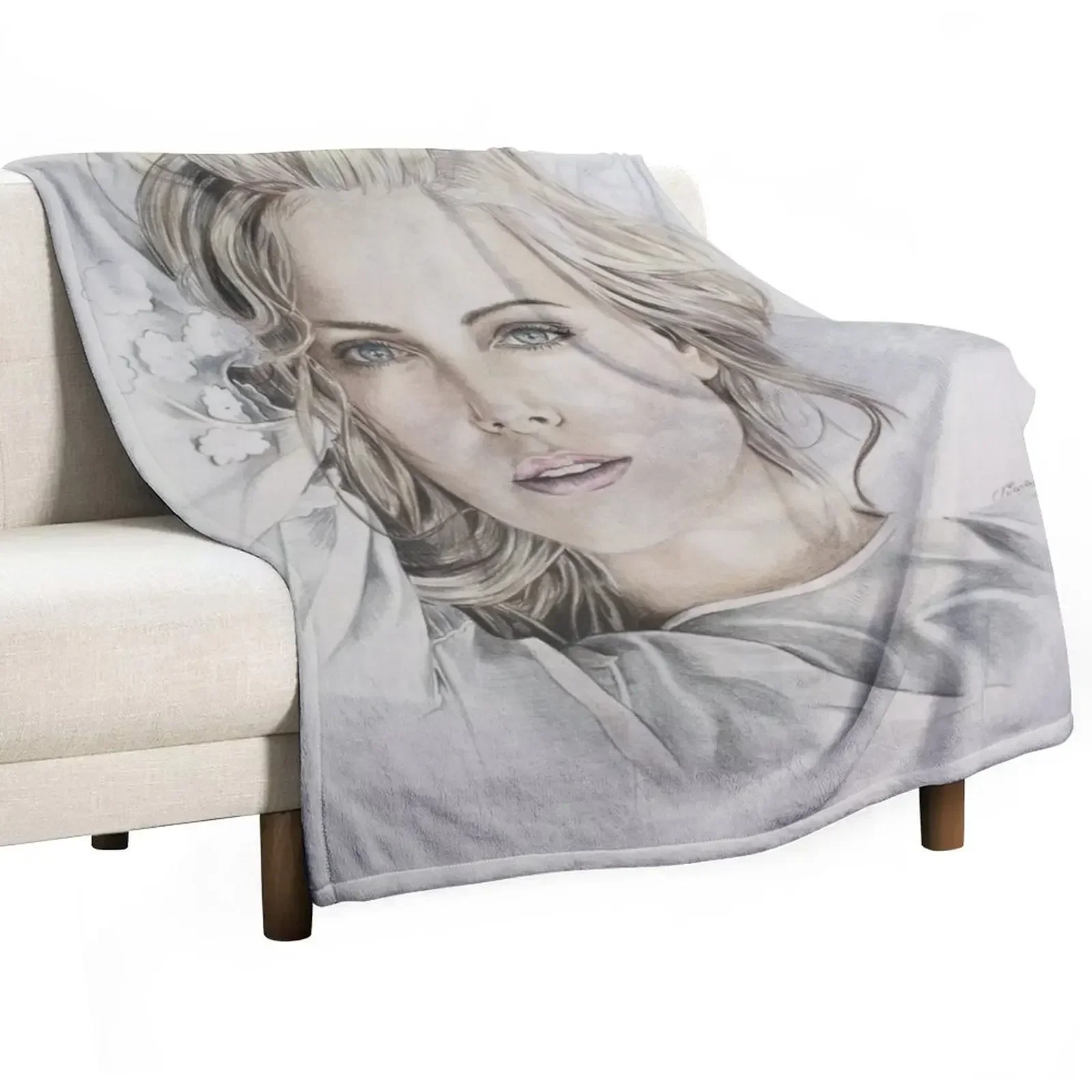 Одеяло с рисунком Charlize Theron Дизайнерские одеяла и пледы Пляжные пушистые