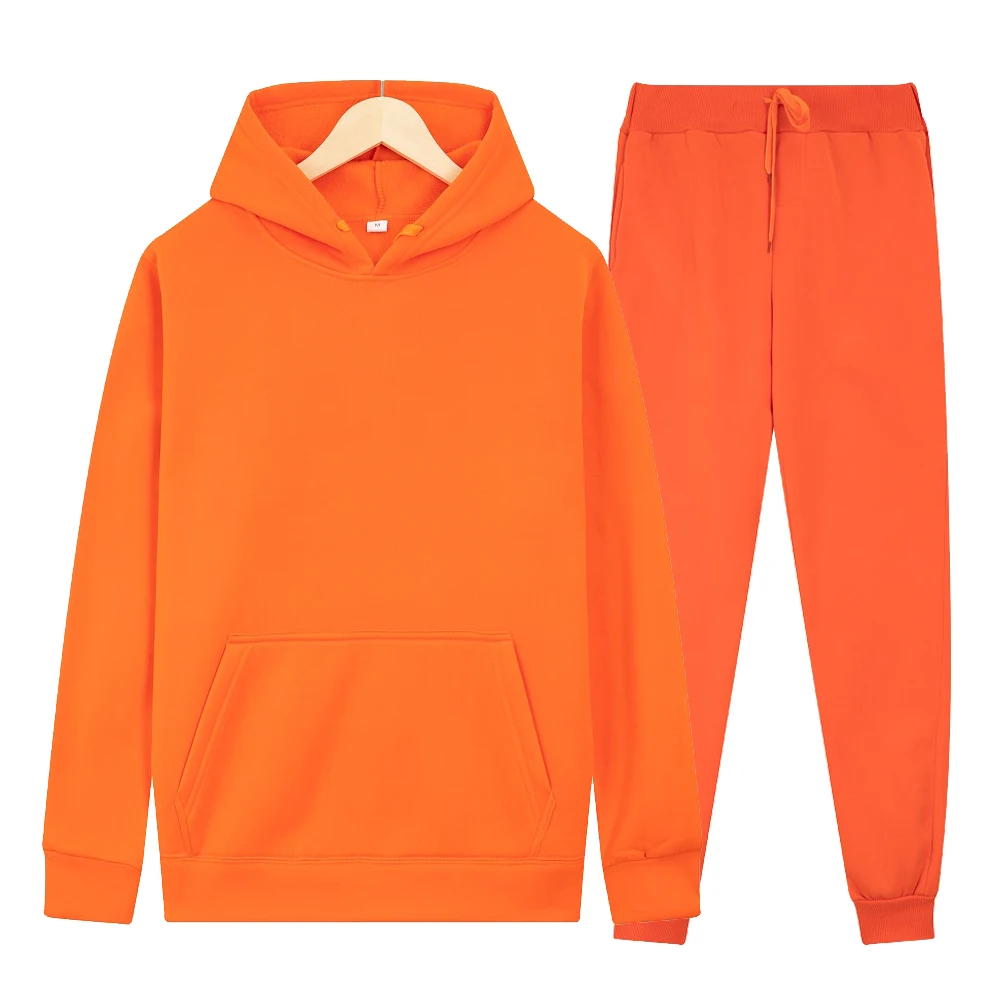 

Autumn Winter jogging Men Women tracksuit thick fleece cotton suit 2 pieces sets hoodies sweatshirt and pants suits plus size