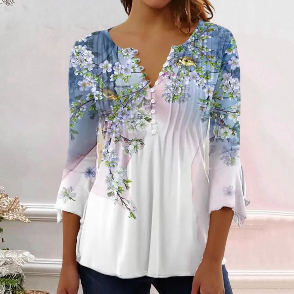

Chic Lady Summer Top A-line Casual Women Spring Summer Top Vintage Summer Blouse