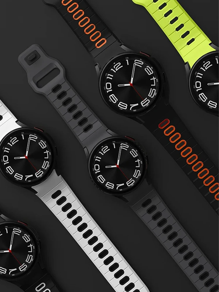 Фото Спортивные ремешки для Samsung Galaxy Watch 7 6 4 Classic 5 Pro 45 мм 40 мм 44 мм без зазоров Силиконовый браслет Correa Galaxy watch 7 №4