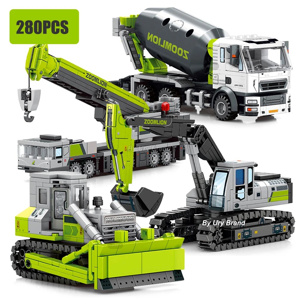 

2022 Новый инженерный грузовик, строительный кран, бульдозер, экскаватор, автомобиль, городское строительство, модель MOC, набор блочных кирпичей для детей