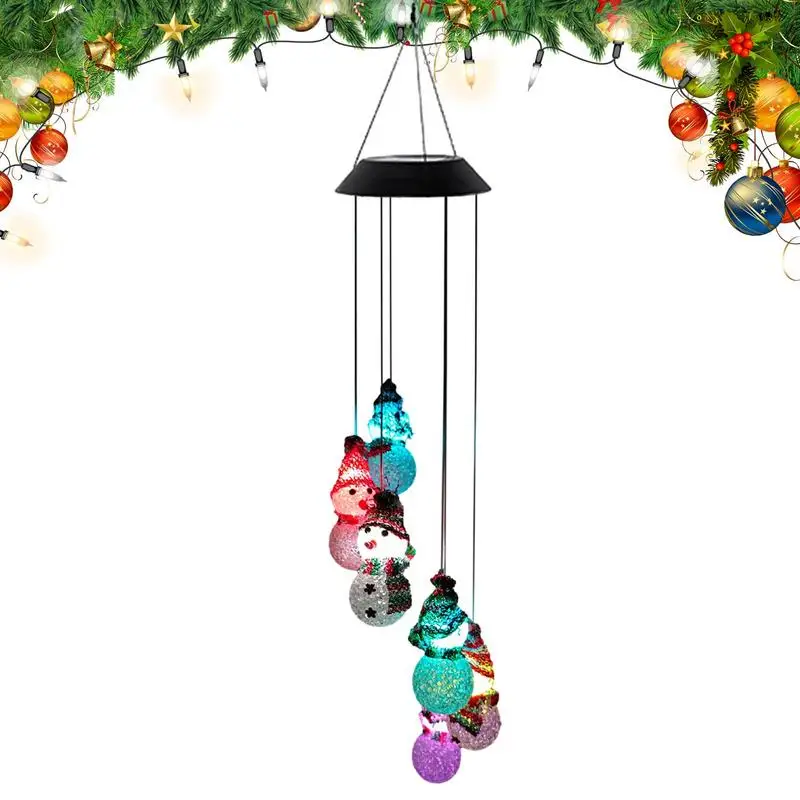 

Christmas Solar Wind Chimes Light Indoor Solar Powered Wind Chimes Lighting Decor With 7 Changing Colors Snowman Christmas