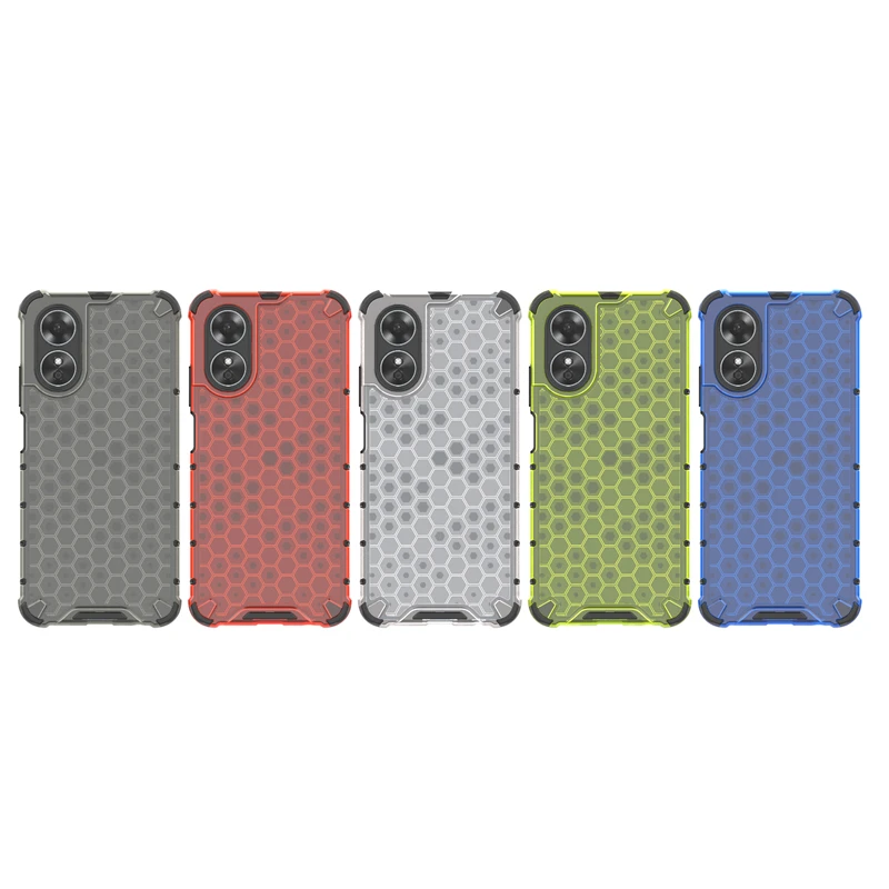 For OPPO A17 Cover OPPO A17 Capa Bumper Armor Shockproof Phone Back Transparent Clear Honeycomb Clear Cover OPPO A 17 A17 Fundas