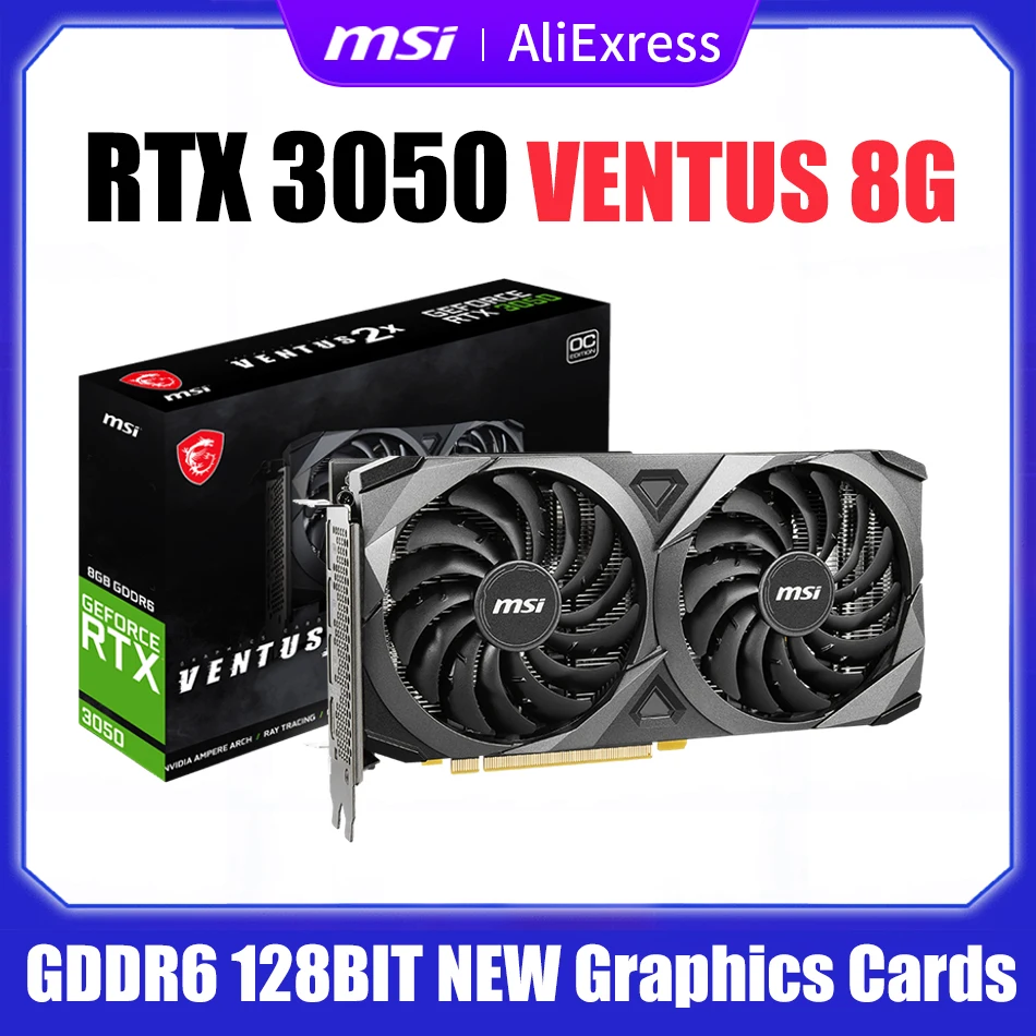

Видеокарта MSI RTX3050 VENTUS 2X 8G OC GDDR6 128 бит RTX3050 8G видеокарта RTX 3050 графическая карта с двойным вентилятором