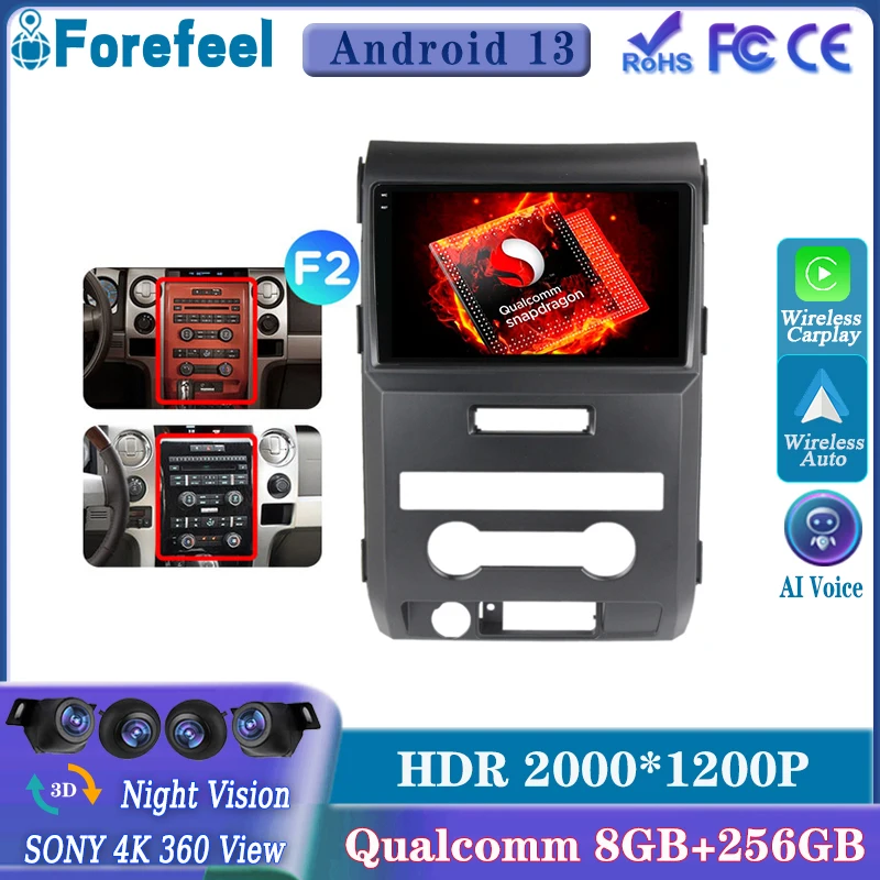 

Android 13 Qualcomm Snapdragon для Ford F150 P415 Raptor 2008 - 2014 CPU HDR QLED экран видеорегистратор авто радио стерео головное устройство GPS