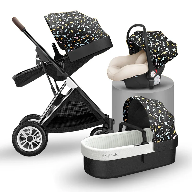 Baby Stroller 3 In1 Baby Cariage Travel Stroller Baby Stroller with Car Seat Newbron Pram Travel Folding Stroller High Landscape