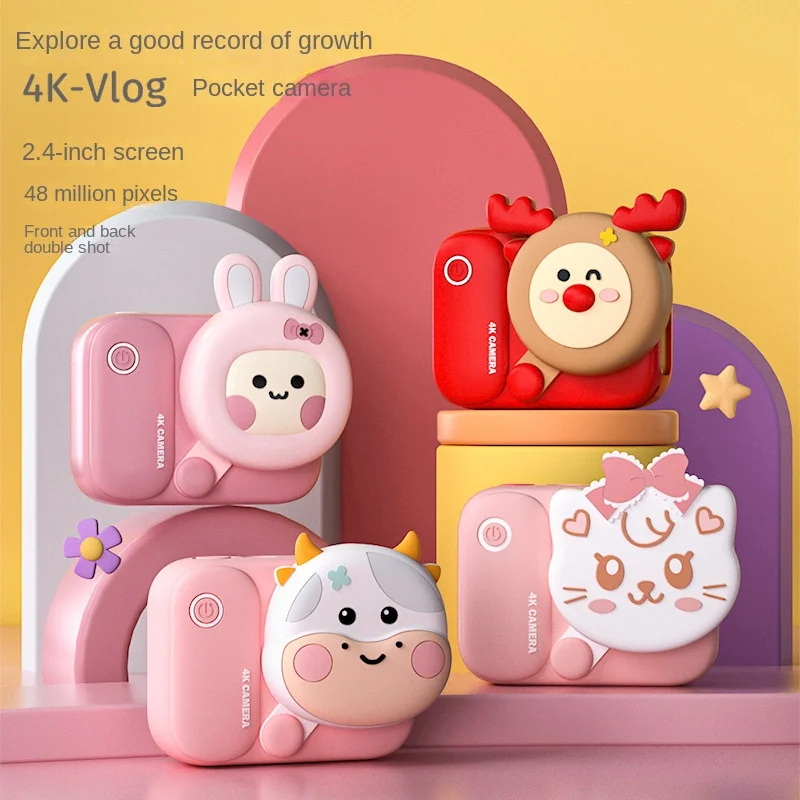 

Kids Toy Camera Mini Pocket 4K HD Dual Lens Toys for Girls Boys Birthday Gift
