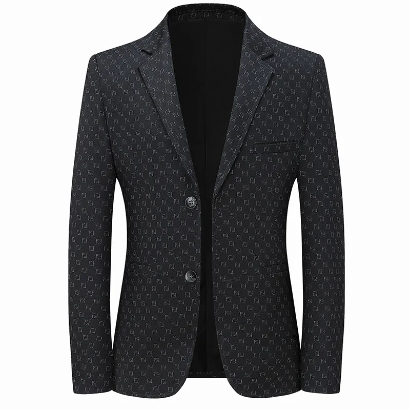 

New Arrival Fashion Men's Casual Outerwear Letter Elastic Slim Fitting Non-ironing Suit Blazer Size M L XL 2XL 3XL