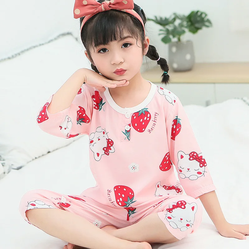 

Детская Поплиновая Пижама, пижамные штаны, летний домашний костюм, Детские пижамные штаны, укороченные штаны, одежда для кондиционирования воздуха