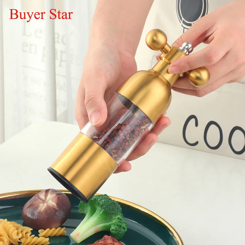 

18cm Manual Pepper Grinder Stainless steel Spice Pepper Salt Mill Utensil Adjustable Household Metal Grinder Kitchen Cooking set