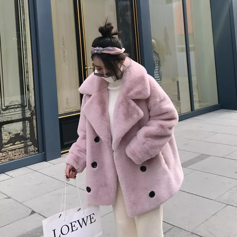 New2022 Winter Warm Fur Coat Female Long Women Faux Rabbit Fur Overcoat  Fluffy Furry Female Mink Fur Jacket