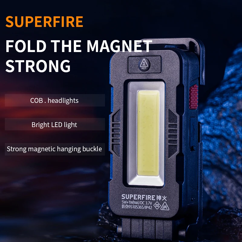 

SUPERFIRE G26-A High power Type-C portable rechargeable led Flashlight Fishing COB Lantern camping light Magnet Design Torch