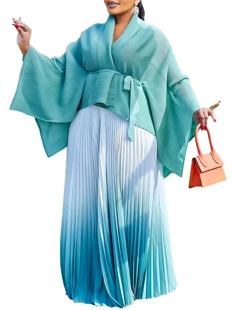 Комплект из двух предметов свободные топы плиссированная юбка градиентного