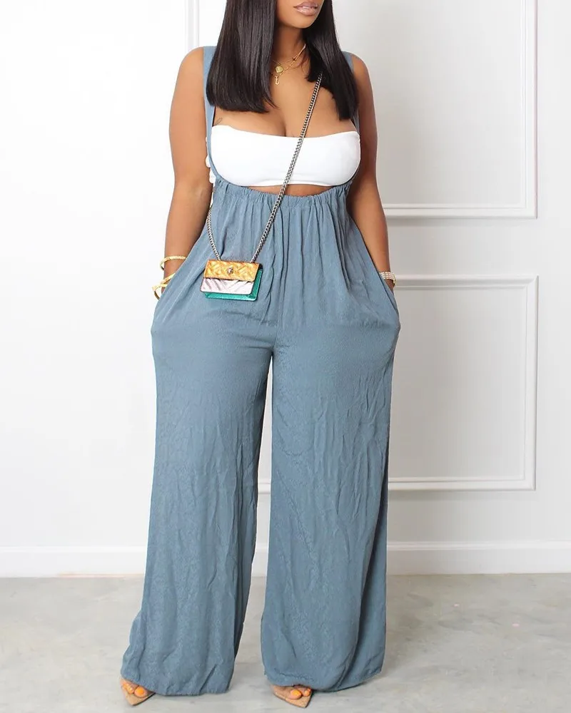 

Geometric Print Wide Leg Suspender Jumpsuit for Women Casual Pieces Sets Outfits Fashion New 2023 Temperament Women's Clothing