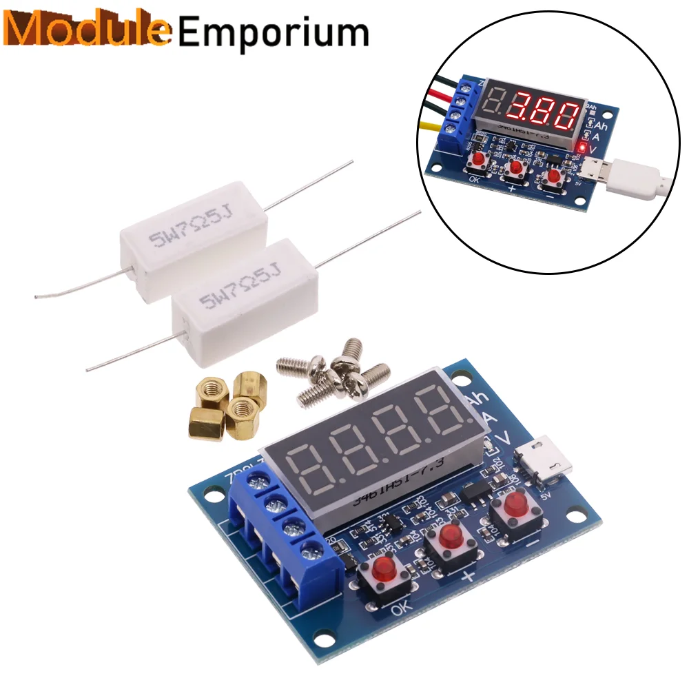 Тестер емкости аккумуляторной батареи ZB2L3, стандартный цифровой анализатор разряда батареи литий-ионной, литиевой, 18650 с внешней нагрузкой, Micro USB