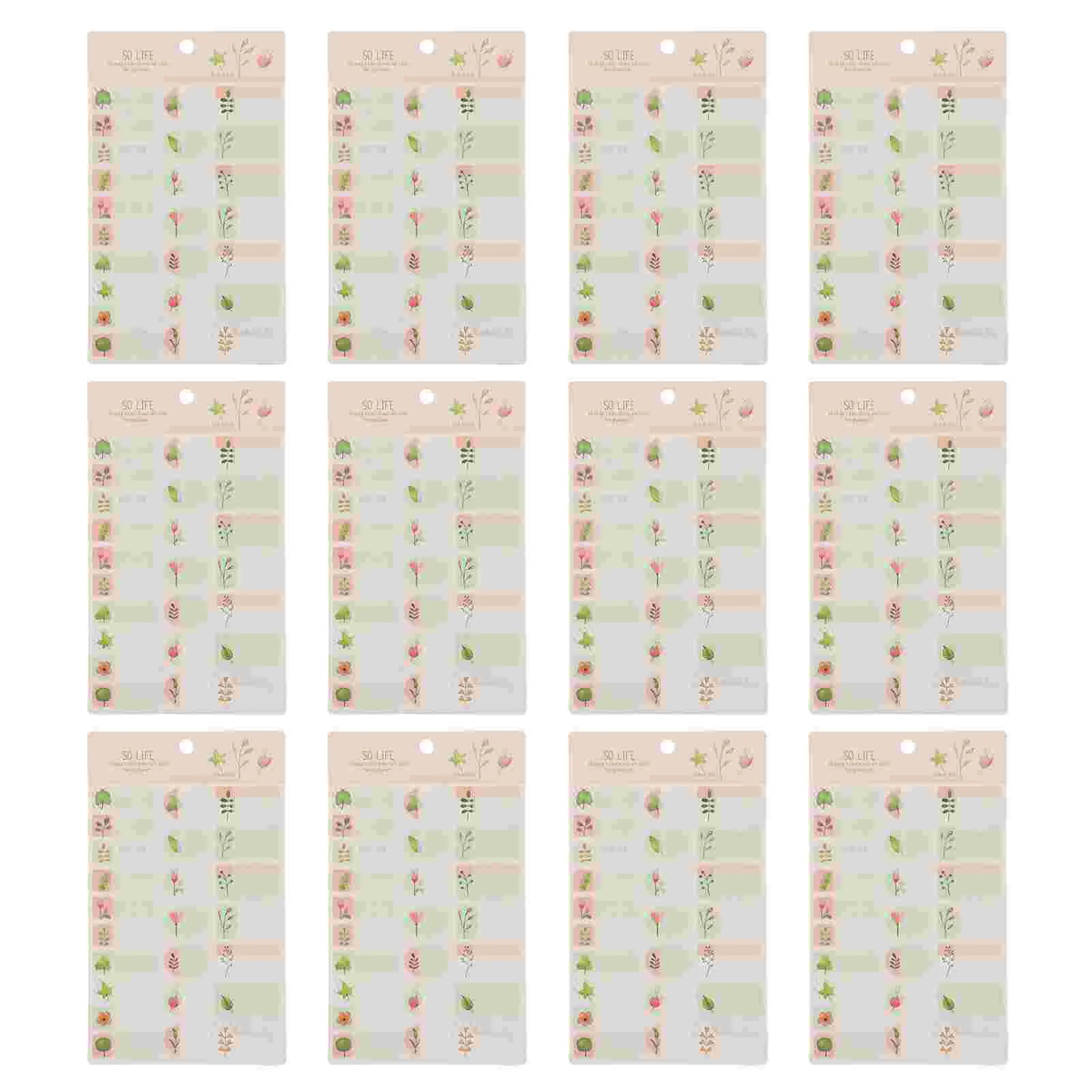 

12 Sheets Reusable Lightweight Flower Printing Label Sticker for Co-worker Friends