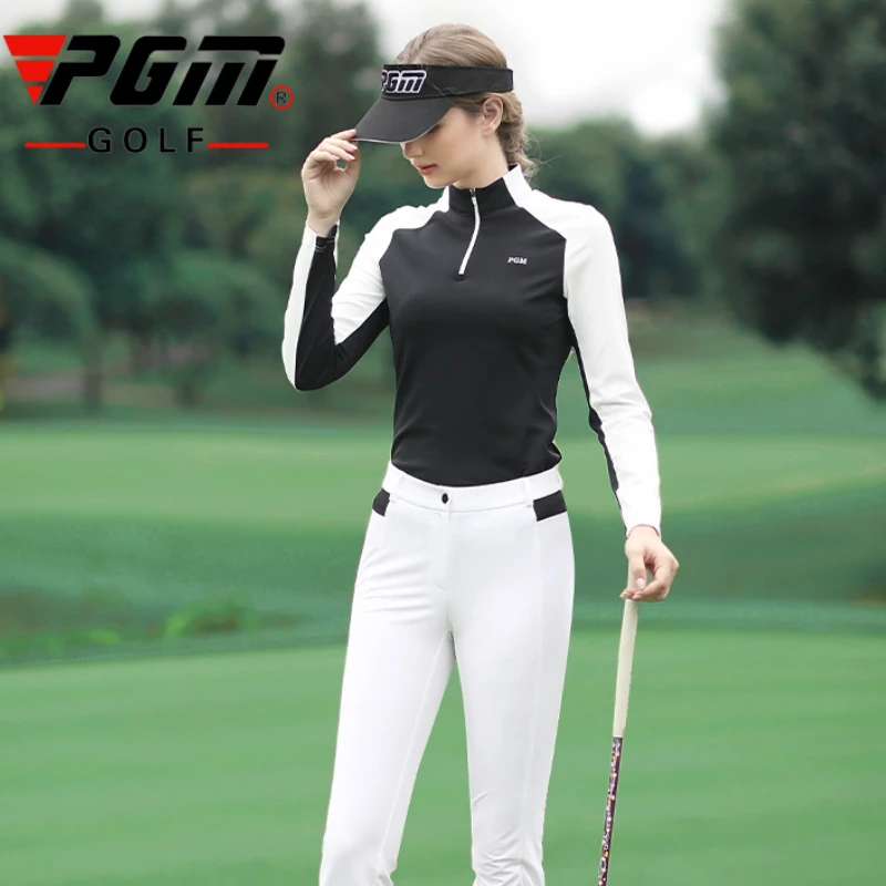 PGM Golf Clothing Women's Long Sleeve T-Shirt Shirt Women High Elastic Warm Tops Spring Autumn Sports Casual Polo Shirt YF339
