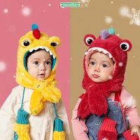 new cute dinosaur hat scarf gloves set winter kids beanies caps warm casual plush hats casual fleece girls boys present