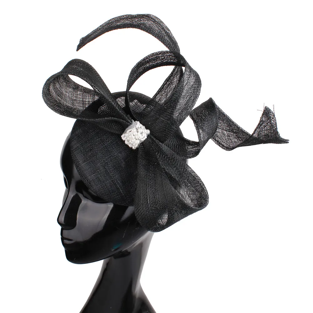 Чародеи для волос повязки на голову с бантом свадебная фата шляпы Sinamay