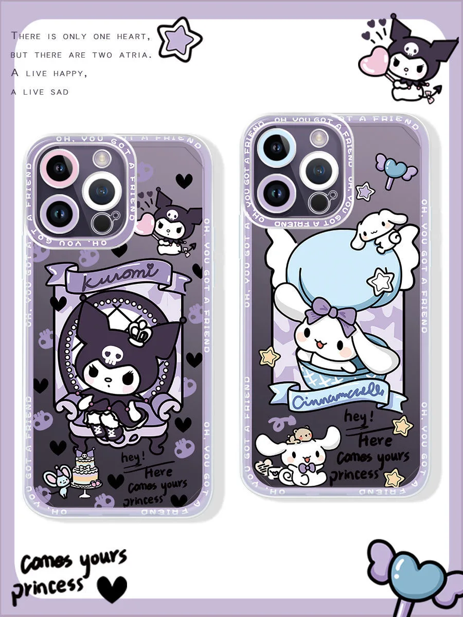 

Sanrio Angel Eyes kuromi Cinnamoroll Phone Cases For iPhone 14 13 12 11 Pro Max Mini XR XS MAX X Back Cover