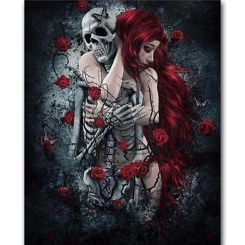 

Алмазная 5D картина «Череп любви», полноразмерная/круглая вышивка крестиком, мозаика для домашнего декора, подарок