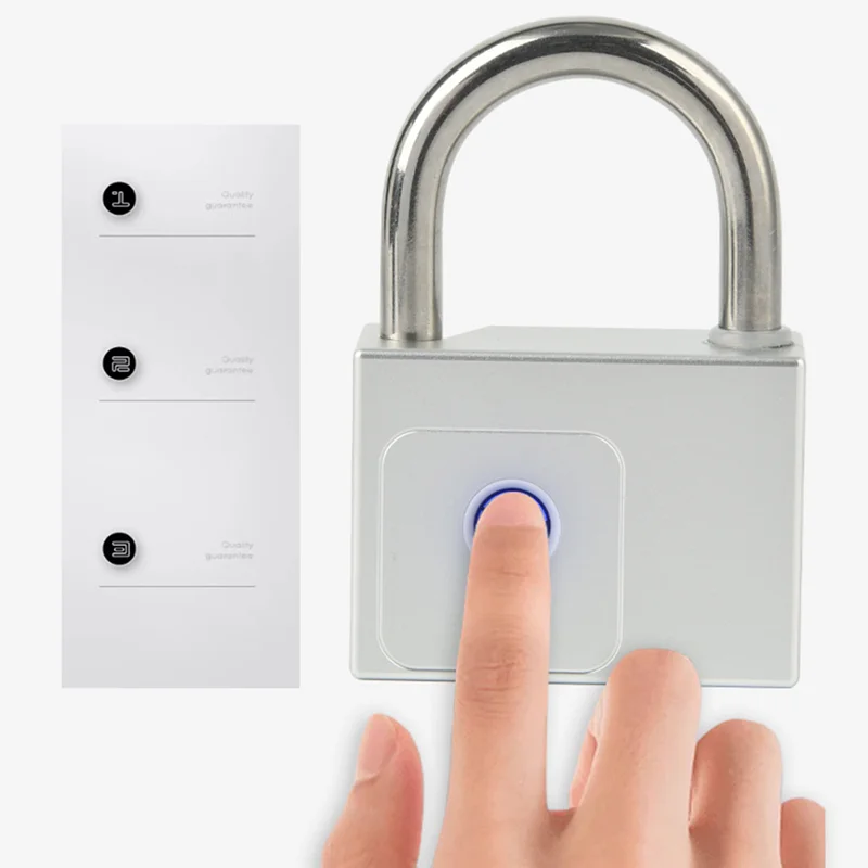 Фото Умный замок с датчиком отпечатков пальцев, IP65, водонепроницаемый, Tuya Bluetooth, перезаряжаемый через USB, с функцией разблокировки по ключу, противоугонный, для сумок, шкафов, дверей №1