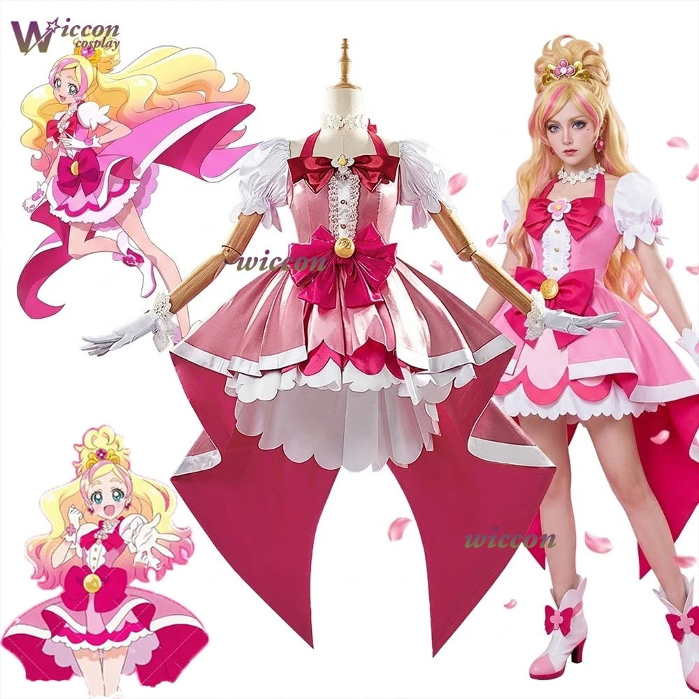 Фото Костюм для косплея Cure Miracle Asahina Mirai, розовое кавайное платье в стиле Лолита, костюм Pretty Cure Haruka для косплея с париком и обувью №1