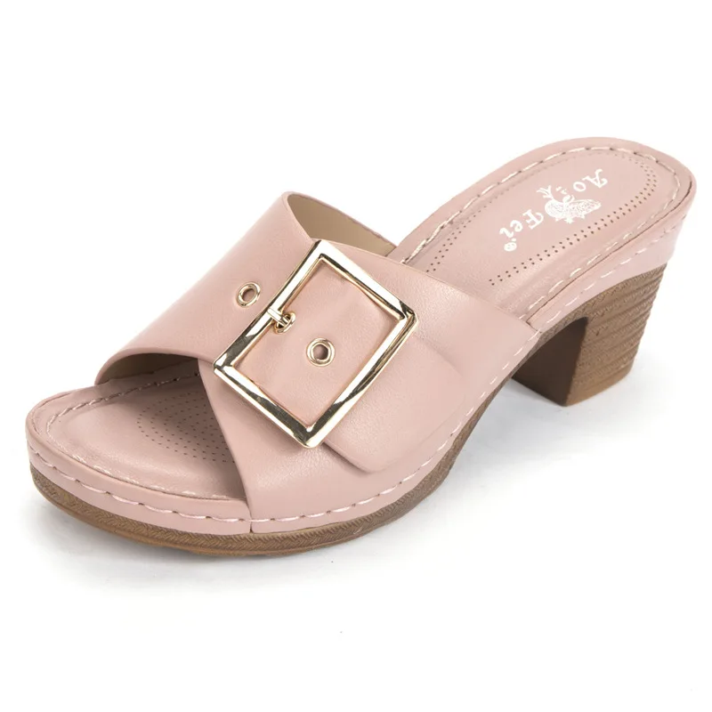 

Сандалии женские на высоком каблуке 7 см, туфли Muller с металлическим каблуком, большие размеры 42