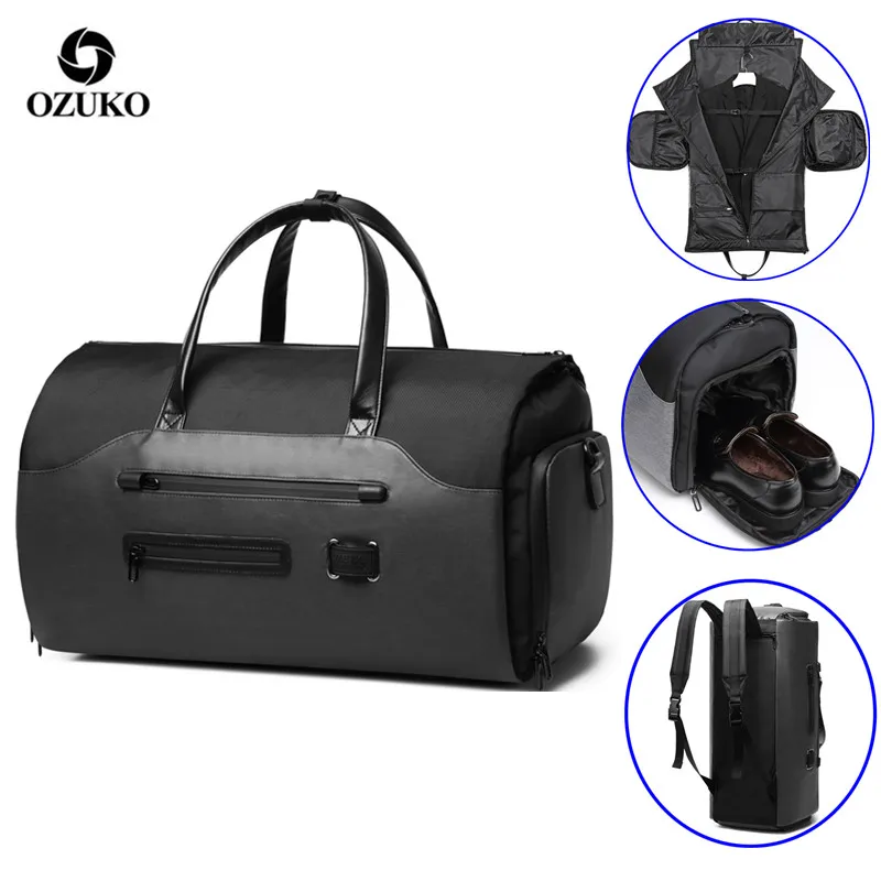 

Многофункциональная дорожная сумка OZUKO для мужчин, вместительный чемодан для хранения костюмов, Мужская водонепроницаемая Дорожная Спортивная сумка с карманом для обуви