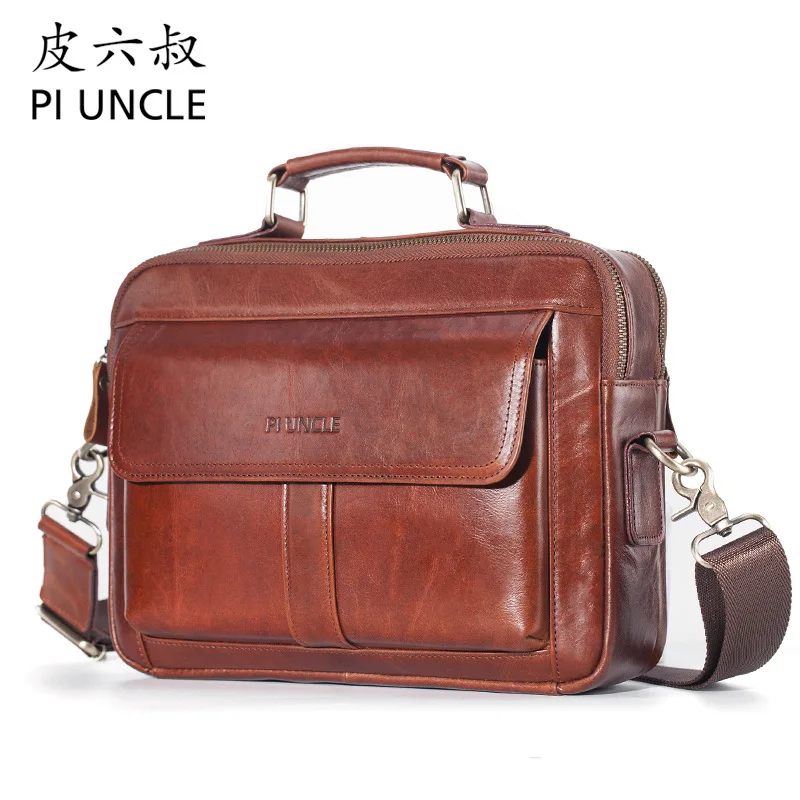 High Quality Luxury Leather Crossbody Bag Men's Head Layer Cowhide Briefcase Casual One Shoulder Backpack Large Capacity