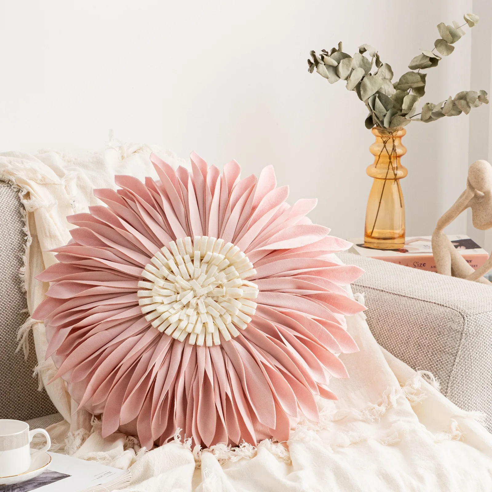 

Round Sunflower Pillowcase Creative Unique Light Luxury Style Home Bedroom Car Balcony Living Room Sunflower Decorative Ornament