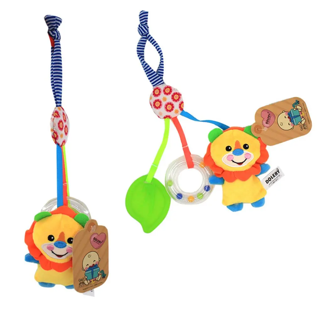 Infant Baby Rattle Cartoon Animal Models Baby Stroller Bed Hanging Hand Bell Cartoon Pendant Plush Educational Toys