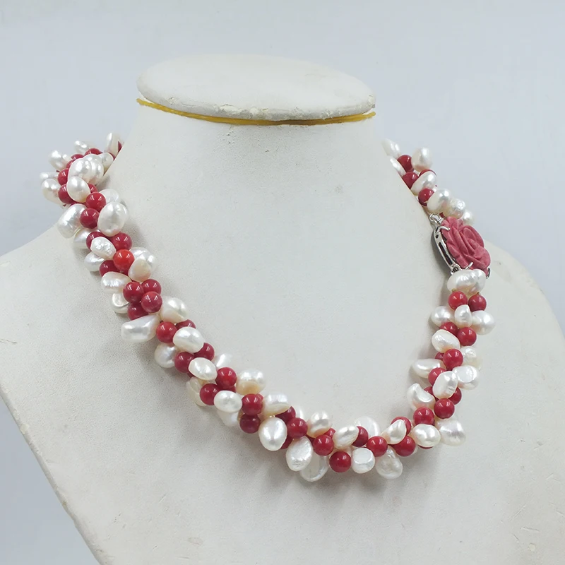 Ожерелье из натурального белого жемчуга в стиле барокко 8 мм/натурального