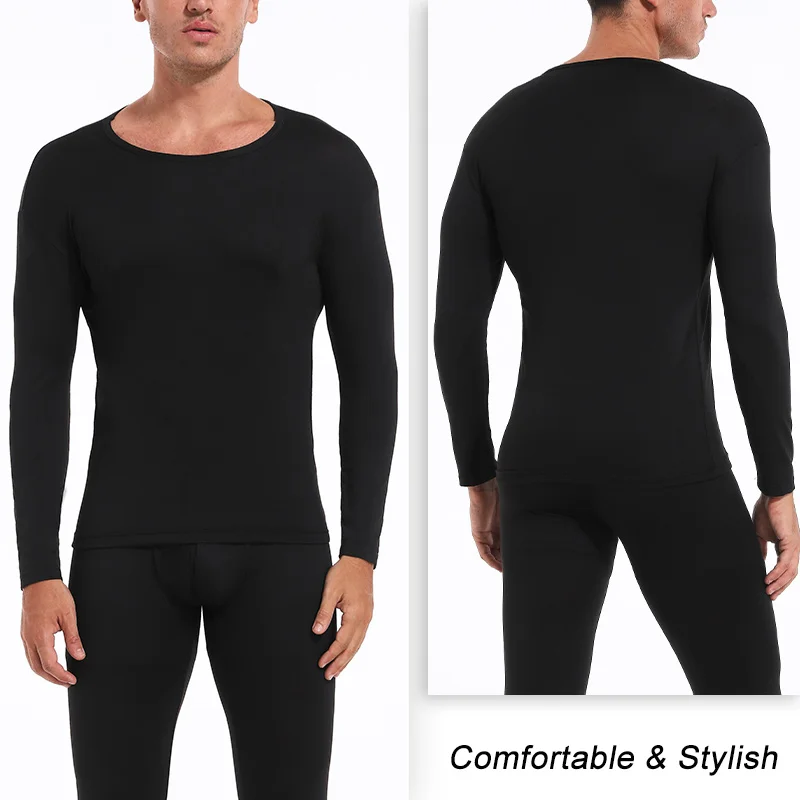 Set of 2 Men's Premium Thermal Underwear Ultra Soft Long Johns Fleece Lined Warm Base Layer Thermals top and Bottom
