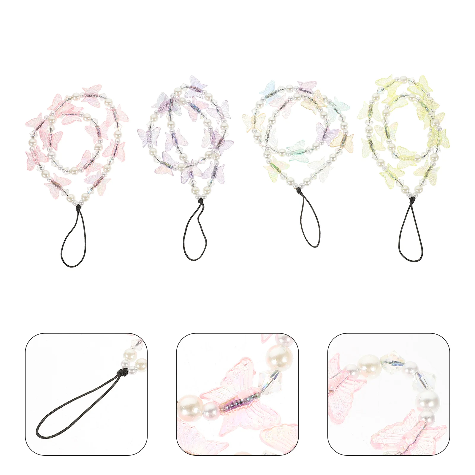 

4pcs Colorful Beaded Phone Charm Lanyards Phone Hanging Charms Wrist Straps