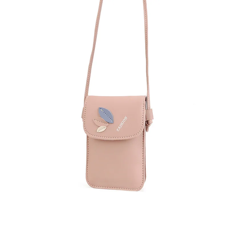 

Three Leaf Mobile Phonebag Women'S Oblique Straddle Bag Versatile Small Fresh Soft Leather Shoulderbag Verticalbag