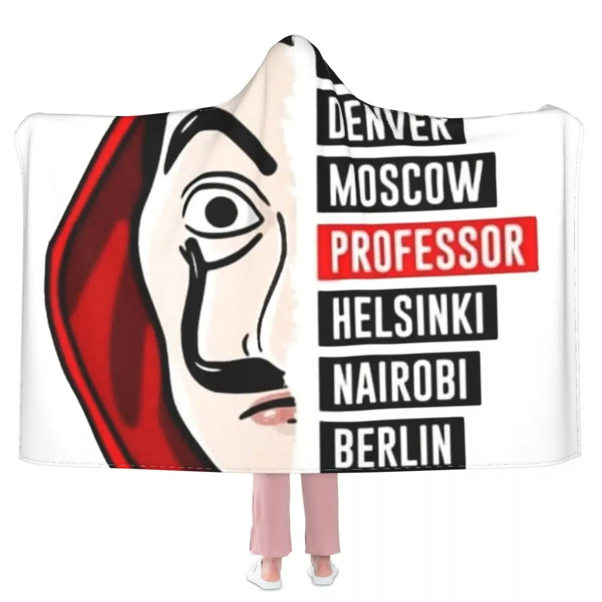 

Одеяло La Casa De Papel для профессоров, мягкое флисовое покрывало с капюшоном для ограждения денег и пикника