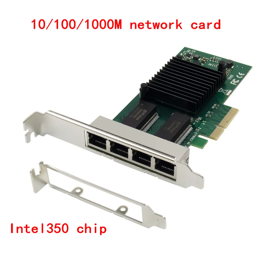 10/100/1000Mbps PCI Express Network Adapter Intel I350-T4 I350T4 Quad RJ45 Ports,PCI-E x4, Ethernet Server Networking Card