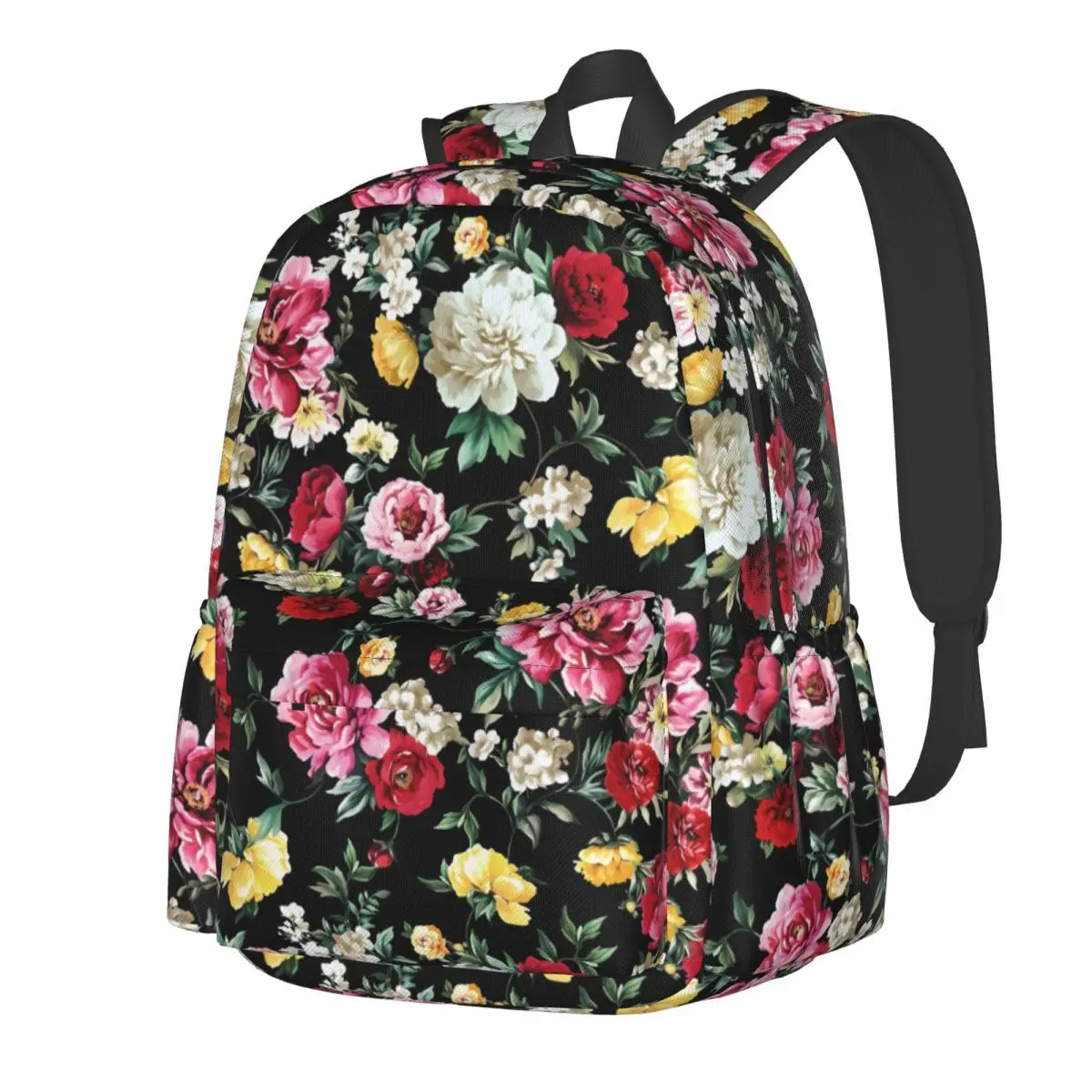 

Colorful Floral Print Backpack Male Modern Flowers Print Backpacks Polyester Fun High School Bags Hiking Designer Rucksack