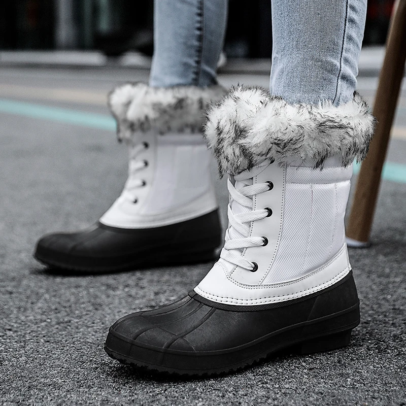 

Женские ботинки 2023, зимние водонепроницаемые уличные ботинки, теплые короткие плюшевые ботинки, Повседневные Удобные женские высокие ботинки со шнуровкой