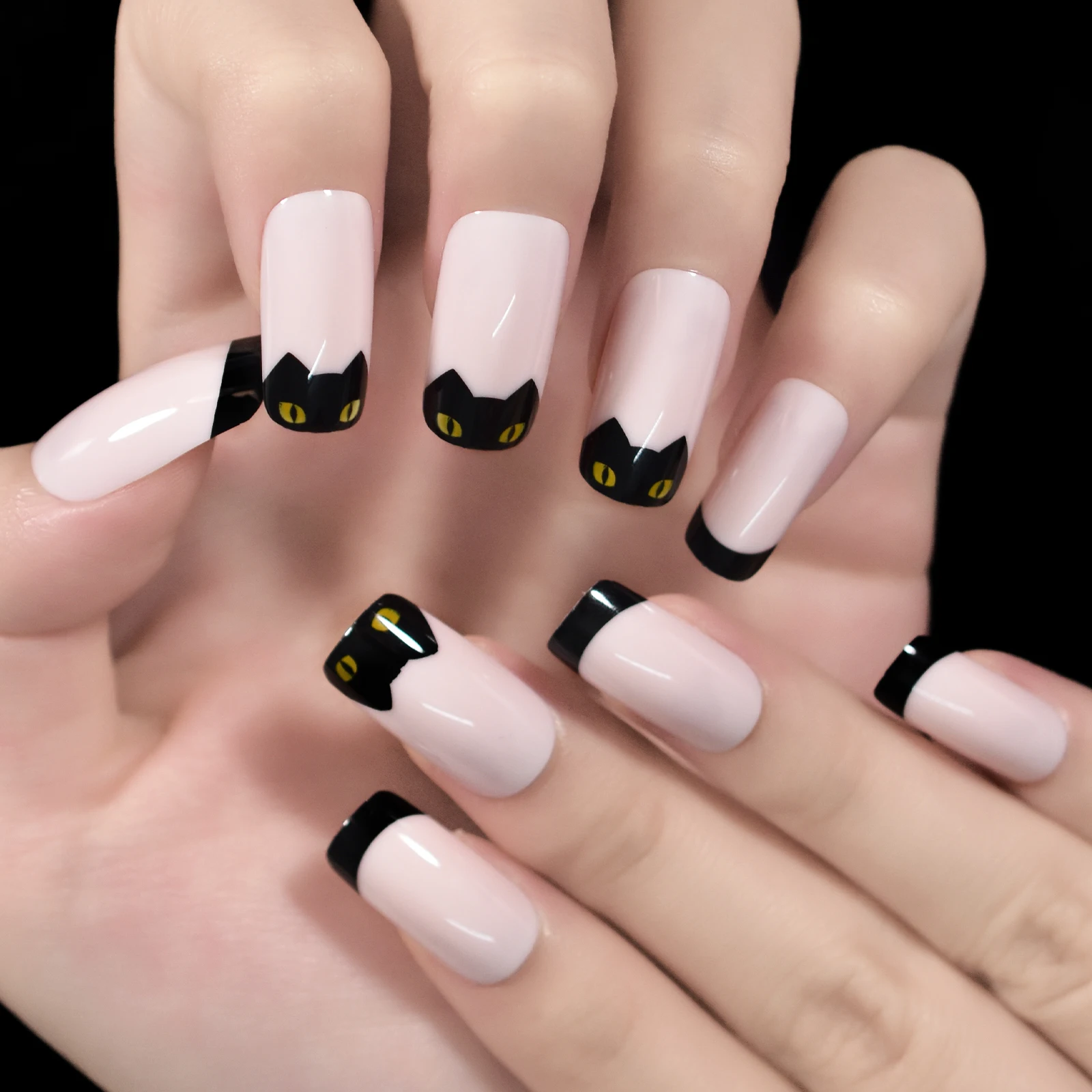 Ногти Pink Franch Spirit Cat средние квадратные ногти Night Fury беззубые с драконом узоры