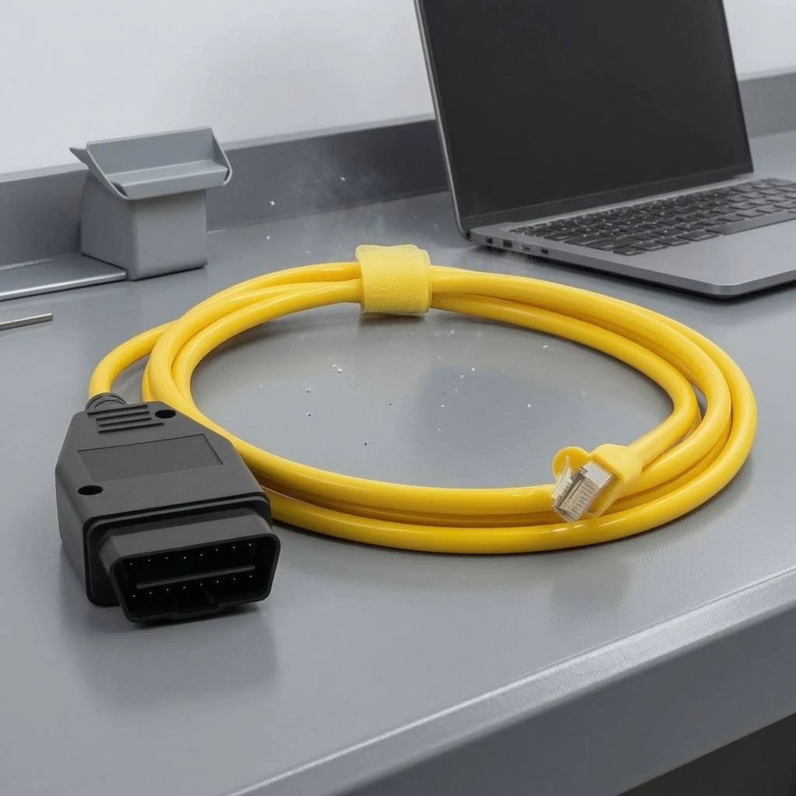 Фото Кабель Ethernet-OBD для немецких автомобилей, кабель для конфигурации и кодирования немецких автомобилей, адаптер OBD Ethernet, желтый №5