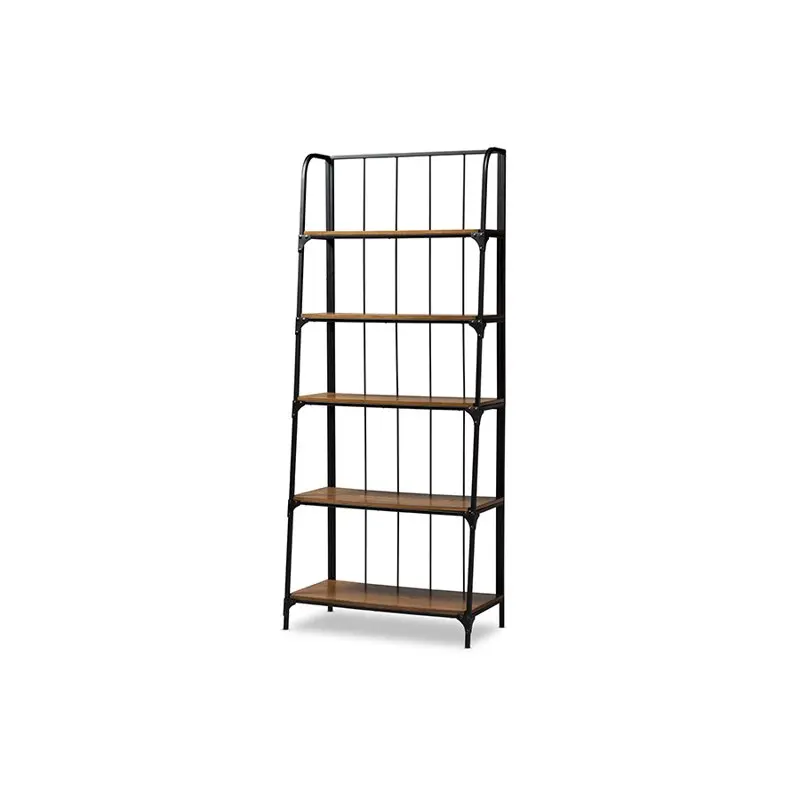 

Ceren Vintage Rustic Industrial Distressed Wood 5-Tier Living Room Ladder Shelf