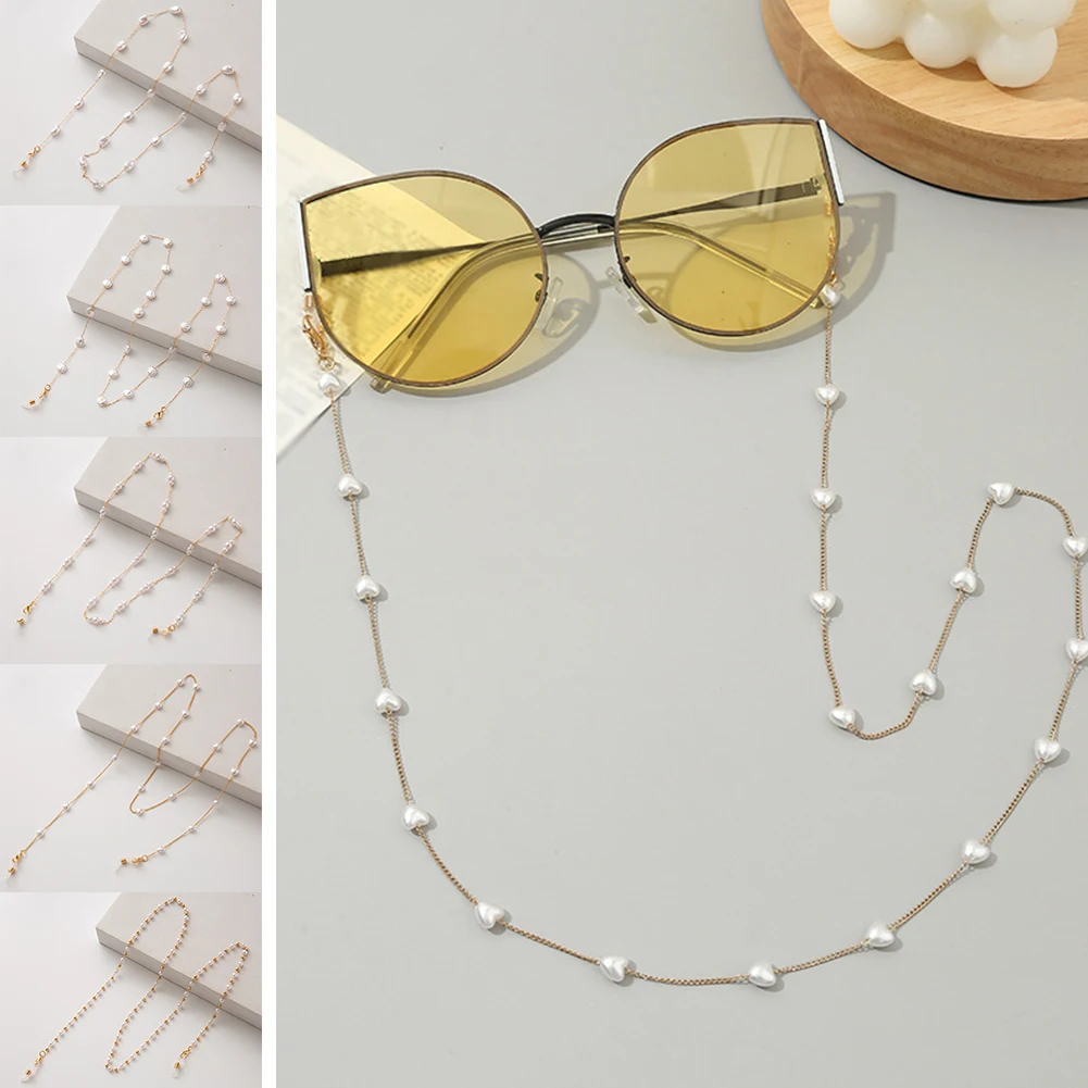 

2022 New Fashion Jewelry Acrylic Imitation Pearl Glass Crystal Bead Masked Sunglasses Glasses Chain Eyeglass Eyewear Lanyards